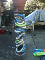 Darjit Column Step 2 Old vent pipe & swimming noodles added to Welded Armature